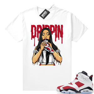 2021 Carmine Jordans Match White Drippin 6s  Carmine Sneaker tee