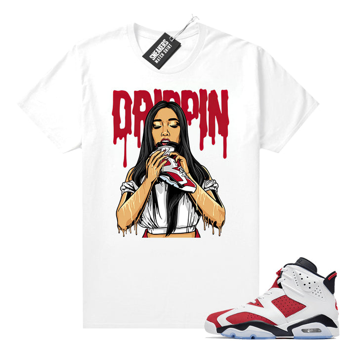 2021 Carmine Jordans Match White Drippin 6s  Carmine Sneaker tee