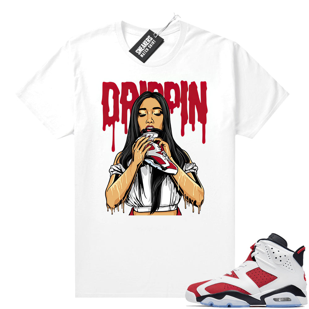 2021 Carmine Jordans Match White Drippin 6s  Carmine Sneaker tee
