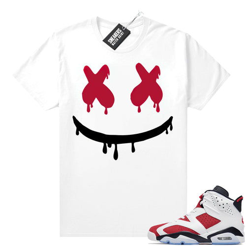 2021 Carmine Jordans Match White Smiley Drip  Carmine Sneaker tee
