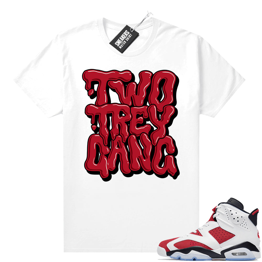 2021 Carmine Jordans Match White Two Trey Bubble Drip  Carmine Sneaker tee