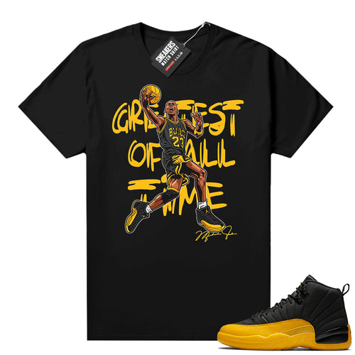 Air Jordan 12 shirts University Gold Black  Sneaker Tee