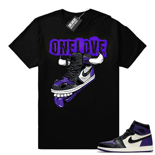 Air Jordan 1 Court Purple One Love Shirt  Sneaker Tees Sho