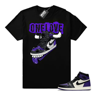 Air Jordan 1 Court Purple One Love Shirt  Sneaker Tees Sho