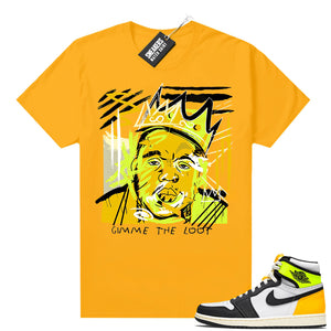 Air Jordan 1 Volt Gold shirt to match Gold Basquiat Biggie
