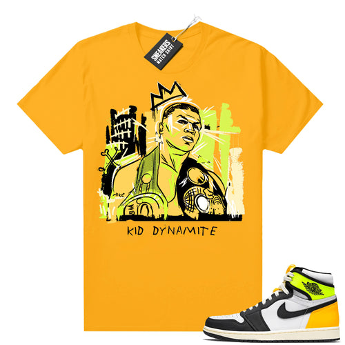 Air Jordan 1 Volt Gold shirt to match Gold Basquiat Tyson