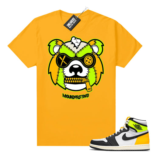 Air Jordan 1 Volt Gold shirt to match Gold Misunderstood Grizzl