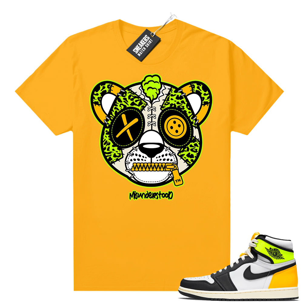 Air Jordan 1 Volt Gold shirt to match Gold Misunderstood Leopard