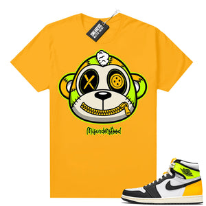 Air Jordan 1 Volt Gold shirt to match Gold Misunderstood Monkey