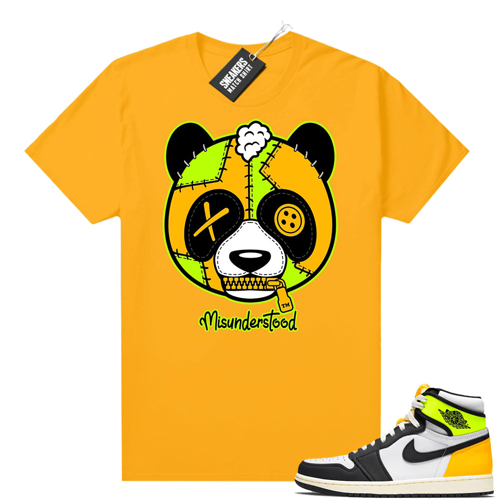 Air Jordan 1 Volt Gold shirt to match Gold Misunderstood Panda