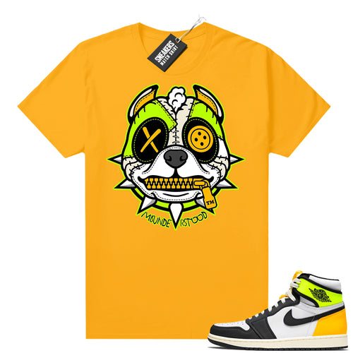 Air Jordan 1 Volt Gold shirt to match Gold Misunderstood Pitbull Puppy