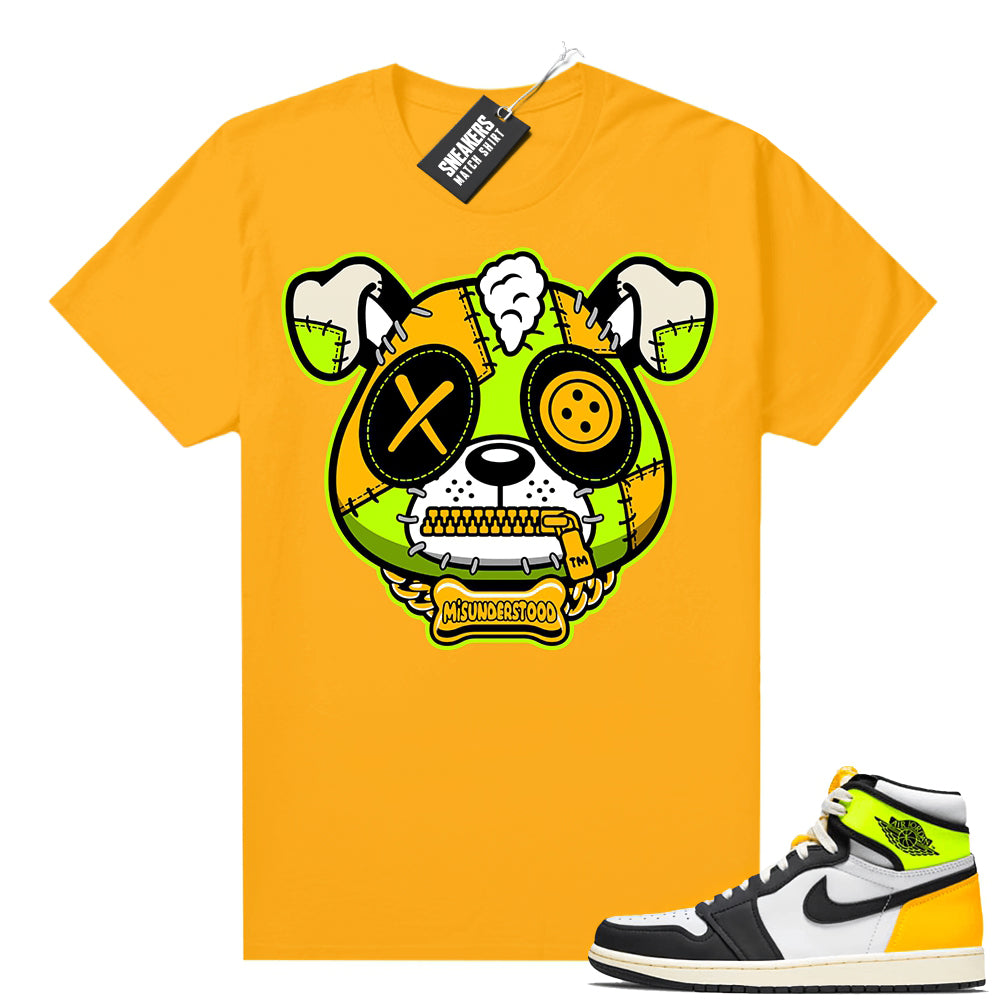 Air Jordan 1 Volt Gold shirt to match Gold Misunderstood Puppy