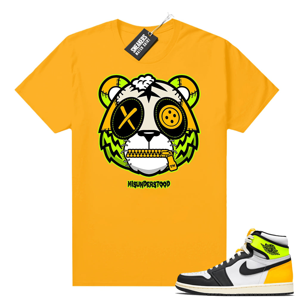 Air Jordan 1 Volt Gold shirt to match Gold Misunderstood Tig