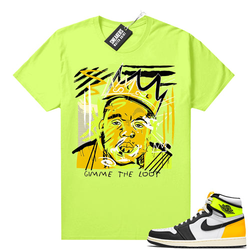 Air Jordan 1 Volt Gold shirt to match Neon Yellow Basquiat Biggie