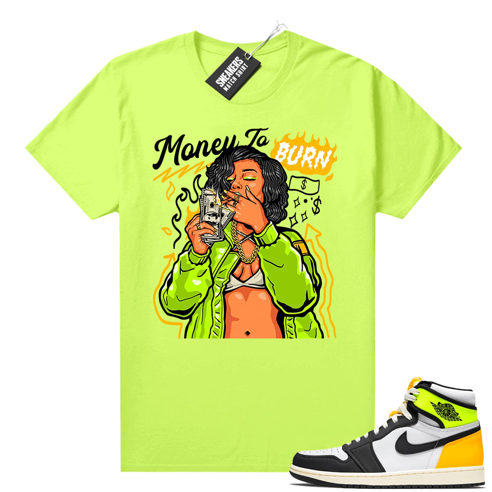 Air Jordan 1 Volt Gold shirt to match Neon Yellow Money to Bur