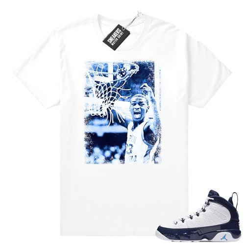 Air Jordan 9 UNC matching white shirt  Jordan Sneaker Clothing