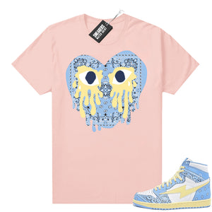 Air Kiy Baby Blue Paisley Shirt Pink Crying Heart Paisley  Sneaker tees for Jordans