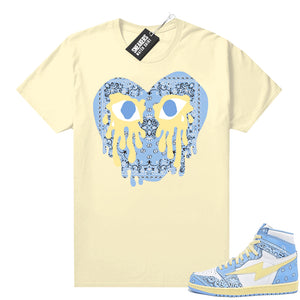 Air Kiy Baby Blue Paisley Shirt Sail Crying Heart Paisley  Sneaker tees for Jordans