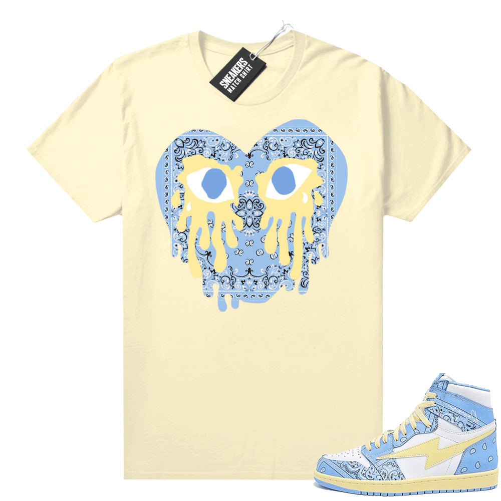 Air Kiy Baby Blue Paisley Shirt Sail Crying Heart Paisley  Sneaker tees for Jordans