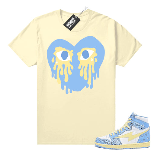 Air Kiy Baby Blue Paisley Shirt Sail Crying Heart  Sneaker tees for Jordan