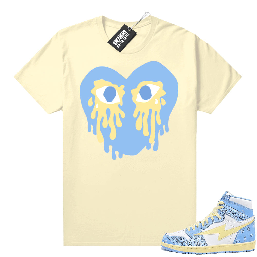 Air Kiy Baby Blue Paisley Shirt Sail Crying Heart  Sneaker tees for Jordan