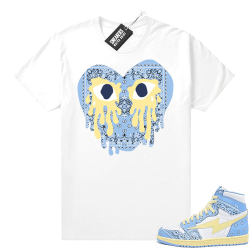 Air Kiy Baby Blue Paisley Shirt White Crying Heart Paisley  Sneaker tees for Jordans