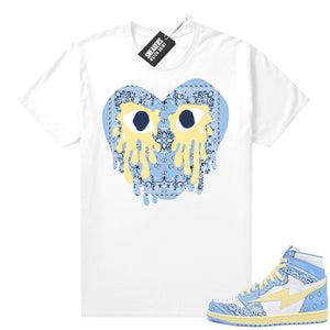 Air Kiy Baby Blue Paisley Shirt White Crying Heart Paisley  Sneaker tees for Jordans