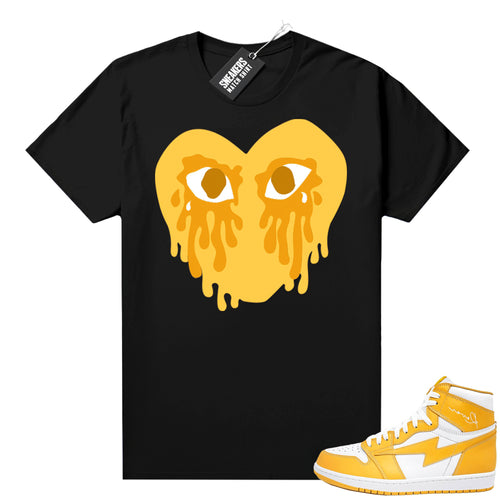 Air Kiy Canary Yellow Shirt Black Crying Heart  Sneaker tees for Jordan