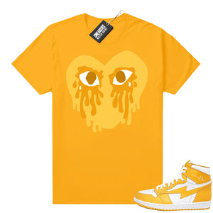 Air Kiy Canary Yellow Shirt Gold Crying Heart  Sneaker tees for Jordans