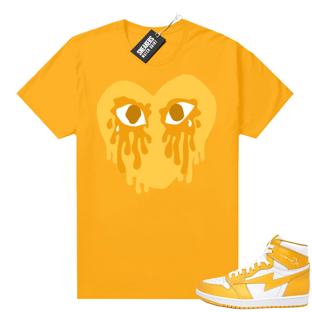 Air Kiy Canary Yellow Shirt Gold Crying Heart  Sneaker tees for Jordans