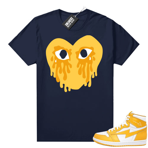 Air Kiy Canary Yellow Shirt Navy Crying Heart  Sneaker tees for Jordans