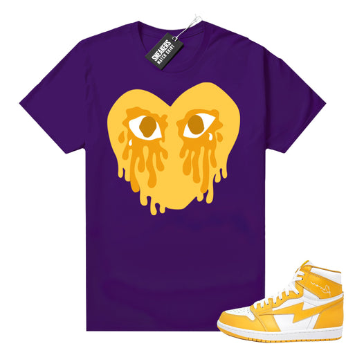 Air Kiy Canary Yellow Shirt Purple Crying Heart  Sneaker tees for Jordans