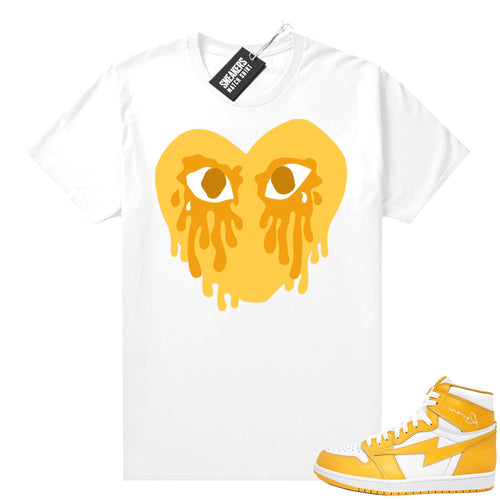 Air Kiy Canary Yellow Shirt White Crying Heart  Sneaker tees for Jordans