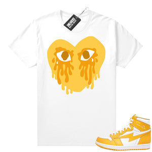 Air Kiy Canary Yellow Shirt White Crying Heart  Sneaker tees for Jordans