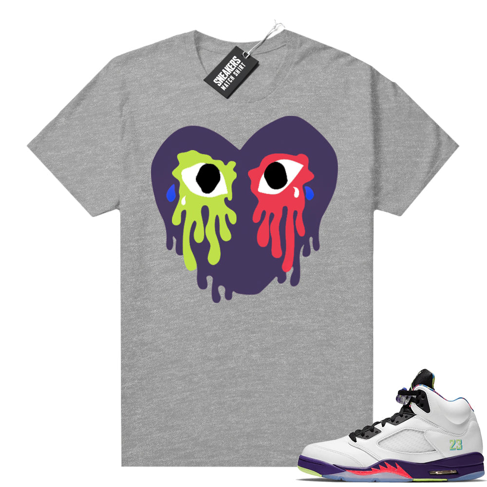 Alternate Bel Air 5s shirt Heather Grey Crying Heart  Sneaker tees for Jordans