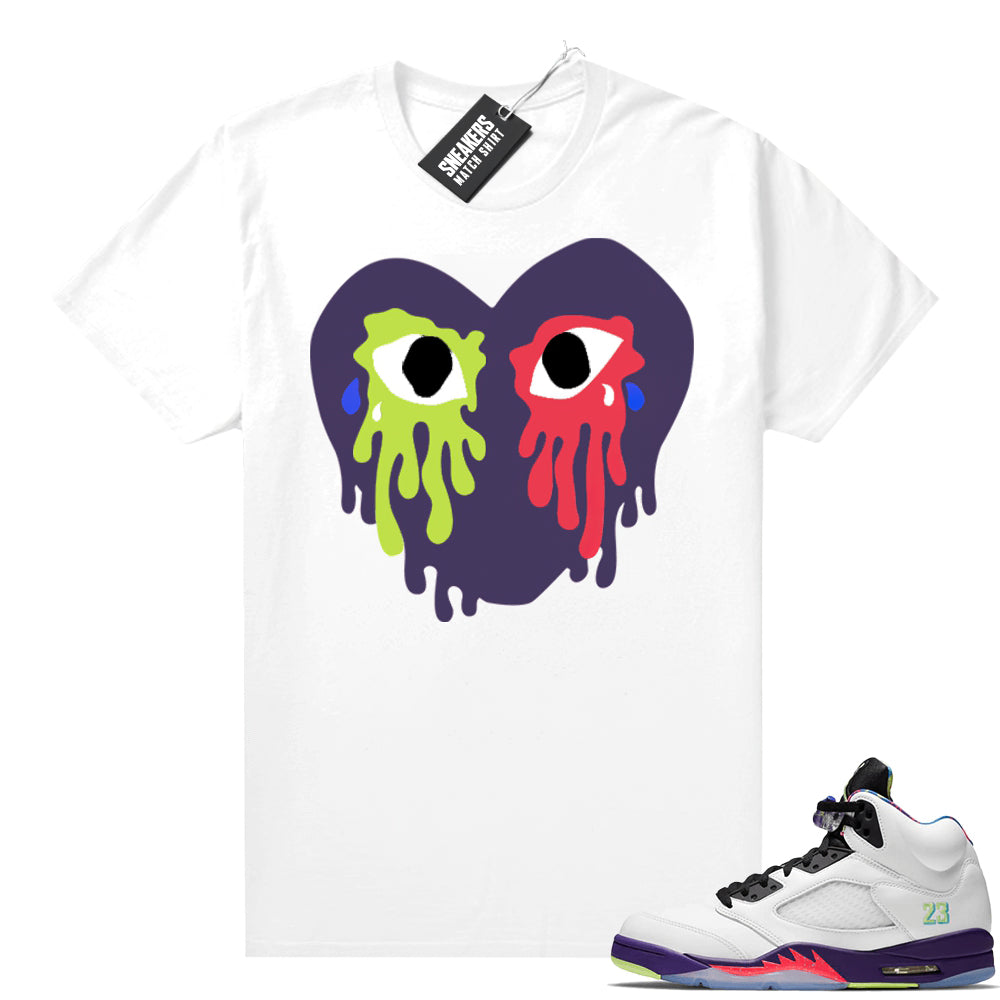 Alternate Bel Air 5s shirt White Crying Heart  Sneaker tees for Jordans