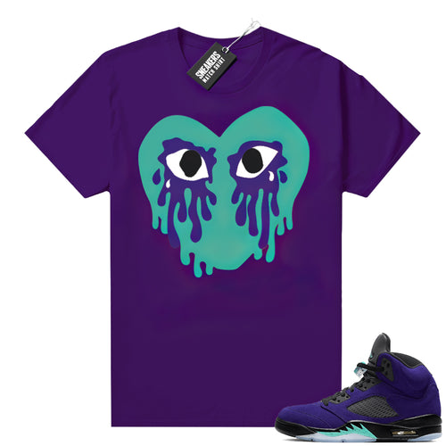 Alternate Grape 5s shirts White Crying Heart  Sneaker tees for Jordans