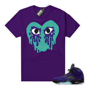 Alternate Grape 5s shirts White Crying Heart  Sneaker tees for Jordans