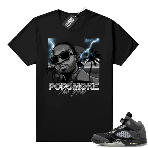 Anthracite 5s Sneaker Tee shirt black Pop Smoke  Anthracite Sneaker tee