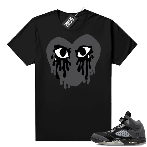 Anthracite 5s shirts Sneaker Match Black Crying Heart  Sneaker tees for Jordan