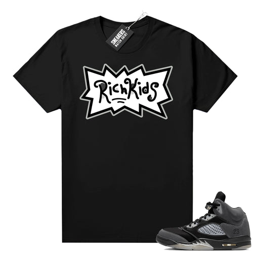 Anthracite 5s sneaker tee black Rich Kids  Anthracite Sneaker tee