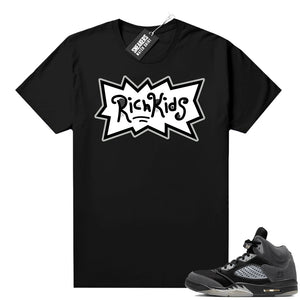Anthracite 5s sneaker tee black Rich Kids  Anthracite Sneaker tee