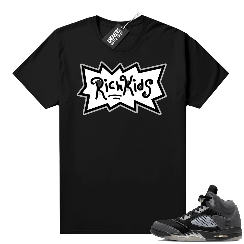 Anthracite 5s sneaker tee black Rich Kids  Anthracite Sneaker tee