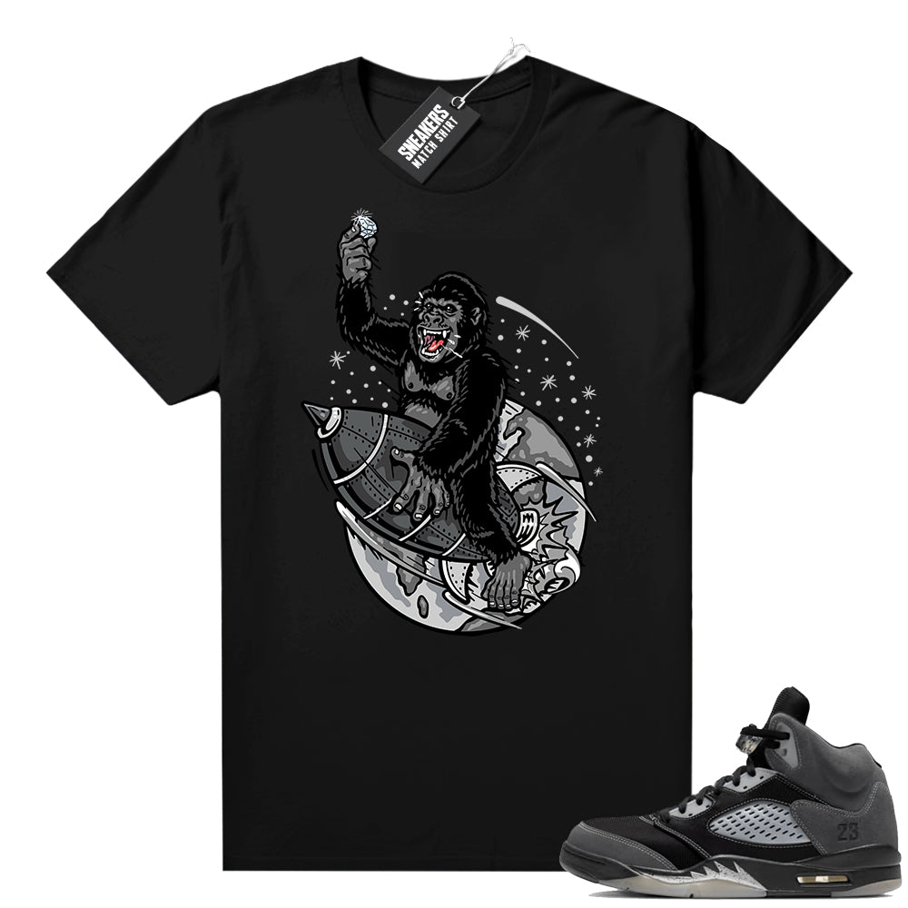 Anthracite Jordan retro 5 shirts black Apes to the Moon  Anthracite Sneaker tee