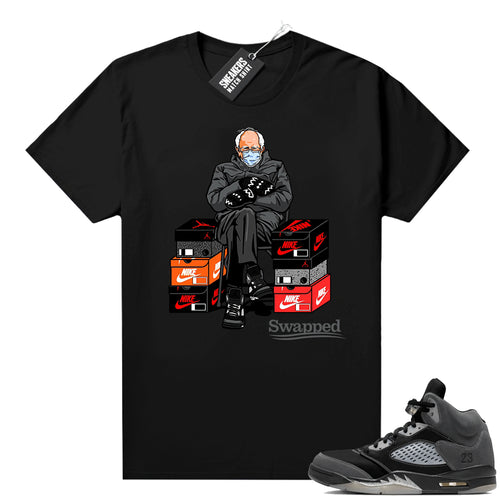 Anthracite Jordan retro 5 shirts black Bernie Meme JSTG  Anthracite Sneaker tee