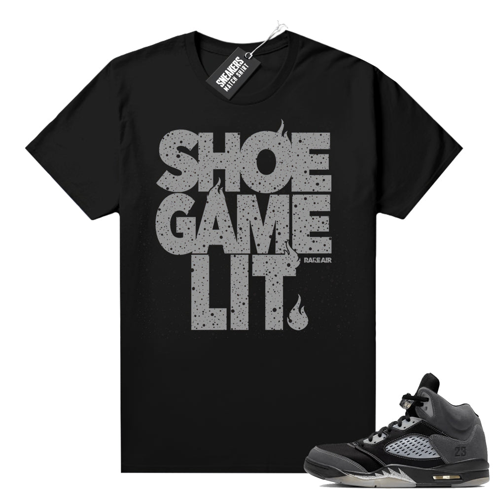 Anthracite Jordan retro 5 shirts black Shoe Game Lit  Anthracite Sneaker tee