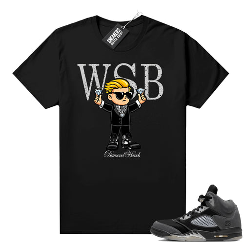Anthracite Jordan retro 5 shirts black WSB Diamond Hands  Anthracite Sneaker tee